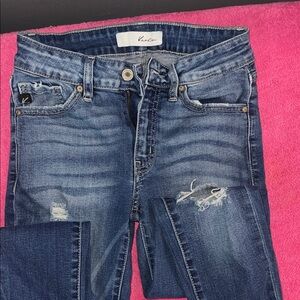 KanCan Women's Dark Blue Ripped Skinny Jeans